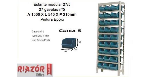 Estante com gavetas plsticas modular Bin 27/5