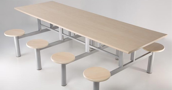 Mesa de Refeitrio com banqueta acoplada 8 lugares RZMV